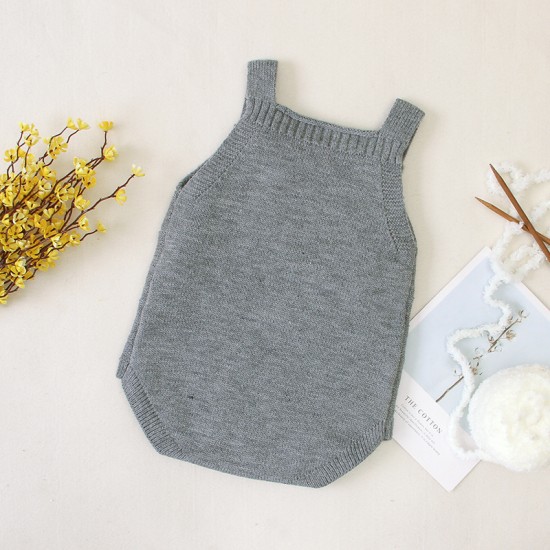 Mimixiong Baby Knitted Sleeveless Rompers 82W269