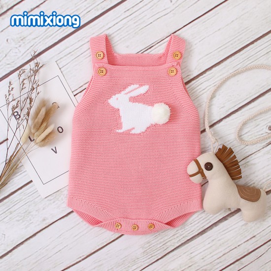 Mimixiong 100% Cotton Baby Knitted Sleeveless Rompers 82W505