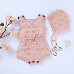 Mimixiong 100% Cotton Baby Knitted Romper Hat 2pc Clothing Set 82W622-630