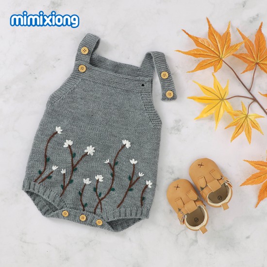 Mimixiong Baby Knitted Sleeveless Rompers 82W641
