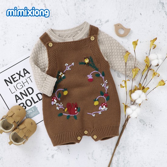 Mimixiong Baby Knitted Sleeveless Rompers 82W727
