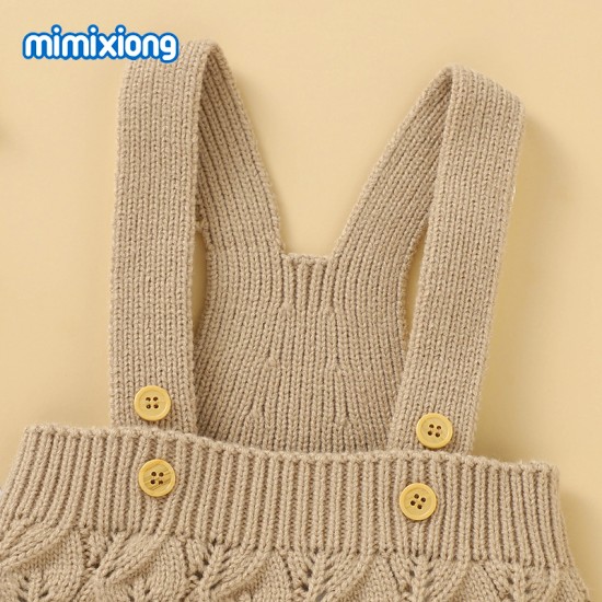 Mimixiong Baby Knitted Sleeveless Rompers 82W733