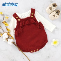 Mimixiong Baby Knitted Sleeveless Rompers 82W750