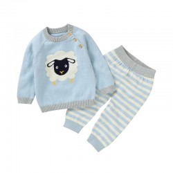 Mimixiong 100% Cotton Baby Knitted Sweater Pants 2pc Clothing Set 82W835