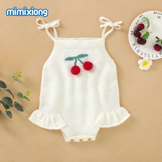 Mimixiong Baby Knitted Sleeveless Rompers 82W885